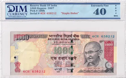 India Banknote 1000 Rupees 2007 DIM 60AED