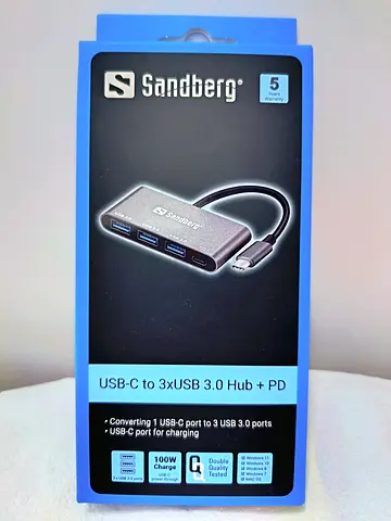 Sandberg USB-C Hub – 3 USB 3.0 Ports + 100W PD Charging | 5 Years Warranty