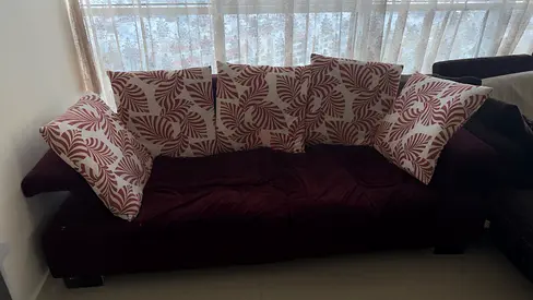 Comfortable Fabric Sofa with Cushions