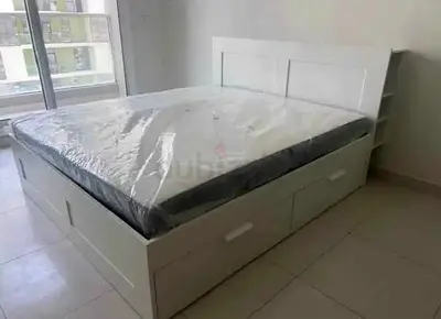 IKEA brimness king size bed with headboard+ 4 big storage drawers underneath with IKEA mattress