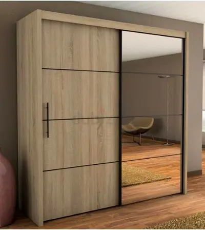 Sleek and Modern Wardrobe with Mirror Doors