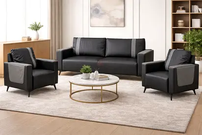 Sofa Set (2+1+1) - Black Office Sofa Set