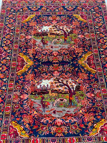 Beautiful Handwoven Persian Rug with Vibrant Colors , Mashahad antique carpet