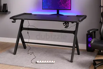 Gaming Desk with RGB Lights -omputer Table with  Cupholder 1.4 meter