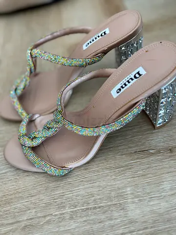 Elegant Dune London Heels with Sparkling Block Heels