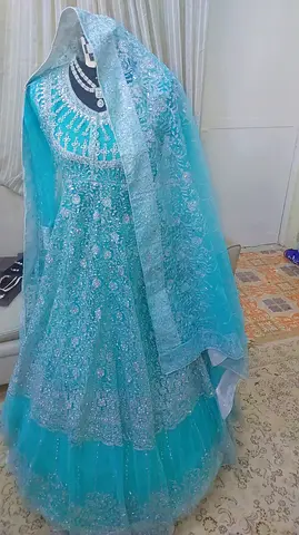 Elegant Turquoise Bridal Dress with Dupatta