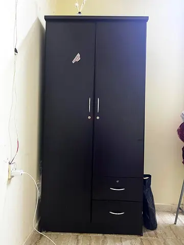 Sturdy Black Wardrobe with Drawers
