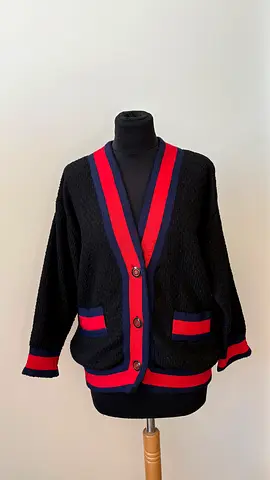 Gucci Black Tweed Cardigan in Size 40