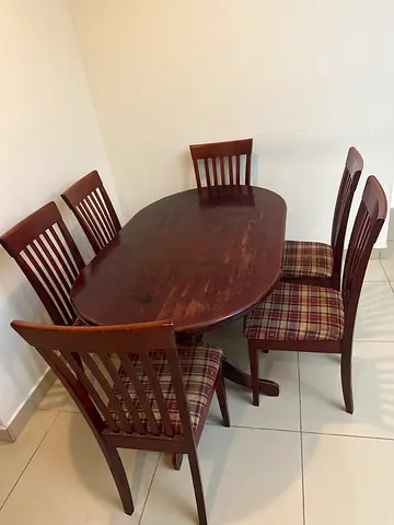 Classic Wooden Dining Set with Comfortable Chairs. . Table - 90cm x 150cm. 6nos Chairs