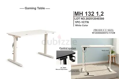 Elegant White Gaming Table with Adjustable Heights