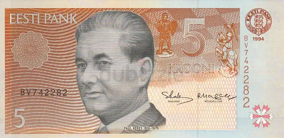 ESTONIA 5 KROONI BANKNOTE 1994