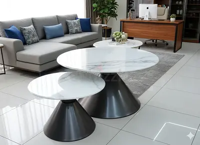 Modern Luxury 2-Piece Marble Coffee Table Set