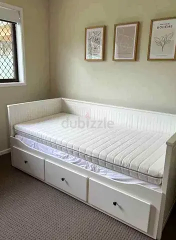 IKEA Hamnes daybed with 3 big storage drawers and 2 IKEA mattresses.