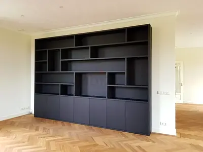 Modern Black Bookcase with 10+ Shelves