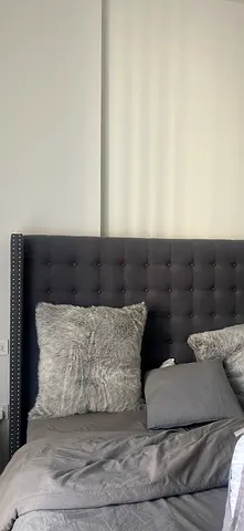 Elegant Grey Upholstered Bed frame with Plush Pillows