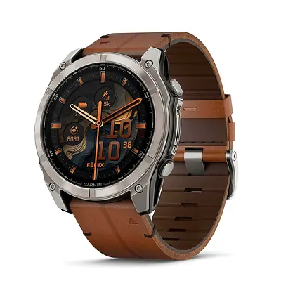 Garmin Fenix 8 51mm AMOLED | Titanium with chestnut + Graphite silicone band