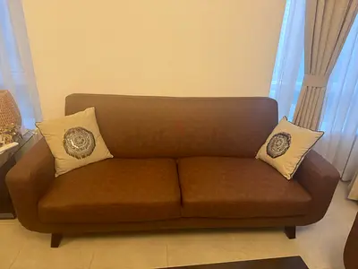Comfortable Brown Sofa with Cushions