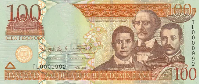 DOMINICAN REPUBLIK 100 PESOS BANKNOTE 2009