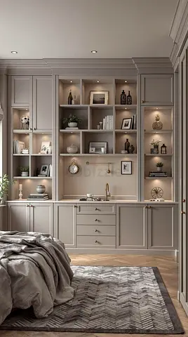 Elegant Grey Storage Cabinet with Shelves