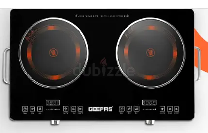 gEEPAS infrared double burner COOKER with safety glass and baby lock