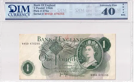 England Banknote 1 Pound 1966 DIM 80 AED