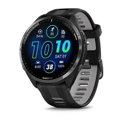 Garmin Forerunner 965 | Black case with Black/Powder gray silicone band