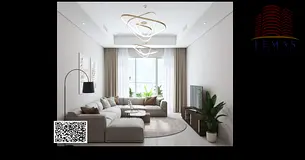 Two-bedroom apartment with a living room in Tower B1, sea view
