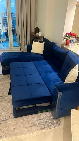 Elegant Navy Blue Sectional Sofa bed for Sale.Dimensions:2.80/1.80 l shape.