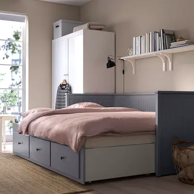 IKEA Bed with Underbed Storage - Perfect for Small Spaces!
