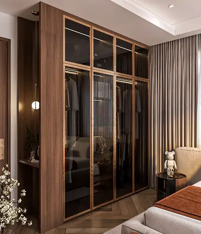 Sleek Modern Wardrobe with Glass Doors