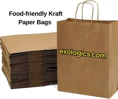 Food-Friendly Kraft Paper Bags with twisted handles