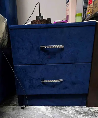 Stylish Navy Blue Nightstand with Double Drawers