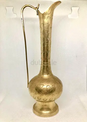 Elegant Antique Brass Ewer with Intricate Designs