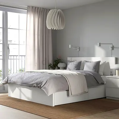Ikea MALM white bed with storage