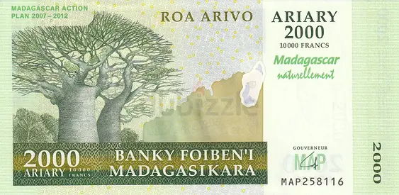 MADAGASCAR 2000 ARIARY COMMEMORATIVE BANKNOTE 2007