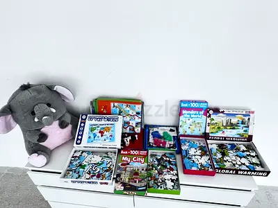 Educational Puzzle Collection with Cute Elephant Plush
