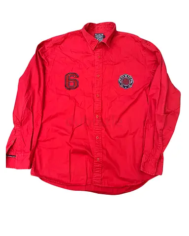 Stylish Faconnable Red Button-Down Shirt with Logo
