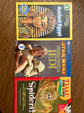 Learning to read level 3: Ancient Egypt, Star Wars: I Want to Be a Jedi, and Time for Kids: Spiders!