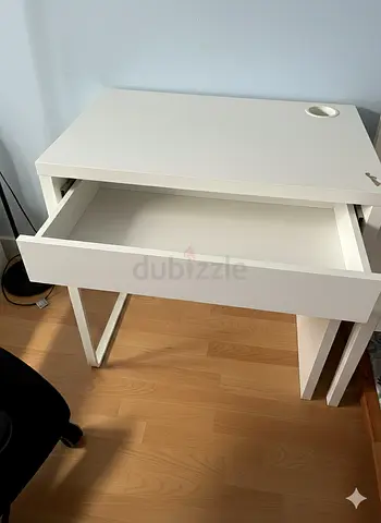 Minimalist White Study Desk with Drawer