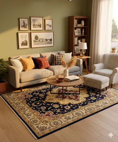 Elegant Classic Vintage Area Rug for Cozy Living Spaces , chobi handmade