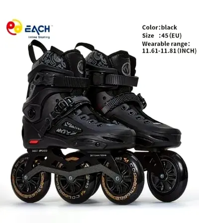 High-Performance Inline Skates in Black - Size 45 (EU)