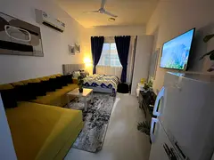 **Fully furnished studio for monthly rent in Al Rawda 2, Ajman. Large space, near Al Shorooq Mall an