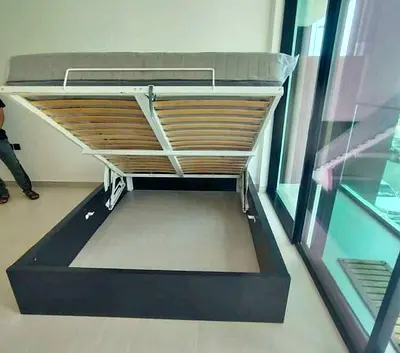 IKEA Malam Ottoman king size size 180×200cm bed with inside full storage and IKEA mattress is availa