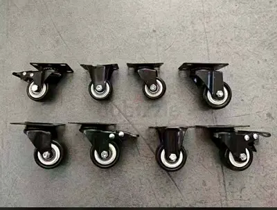 Set of Durable Black Caster Wheels for Furniture 4 pc set (2 pc with brake 2 without )1.5 inch