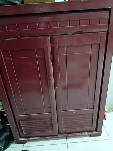 Vintage Wooden Cabinet in Burgundy Color