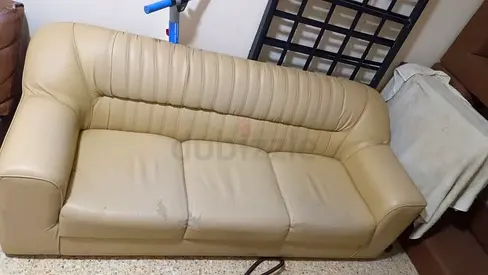 Comfortable Beige Leather Sofa for Sale