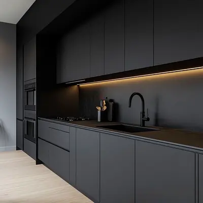 Sleek Modern Black Kitchen Cabinets