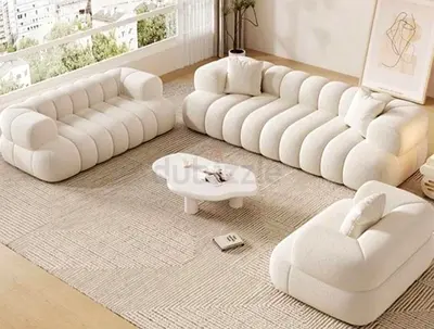 Stylish White Modular Sofa Set with Coffee Table
