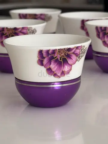 12pcs Arabic coffee cups - Beautiful Purple Floral Porcelain Vase