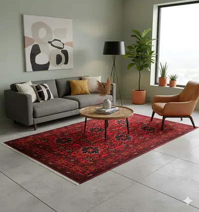 Elegant khal Mohammadi handmade -Style Red Area Rug for Your Living Room